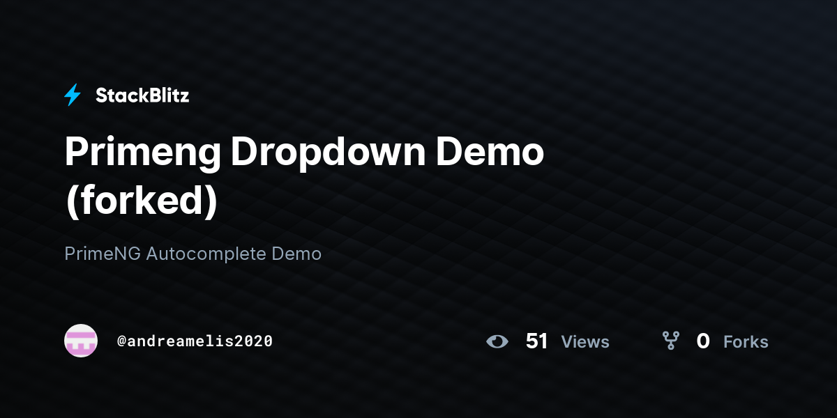 Primeng Dropdown Demo (forked) - StackBlitz