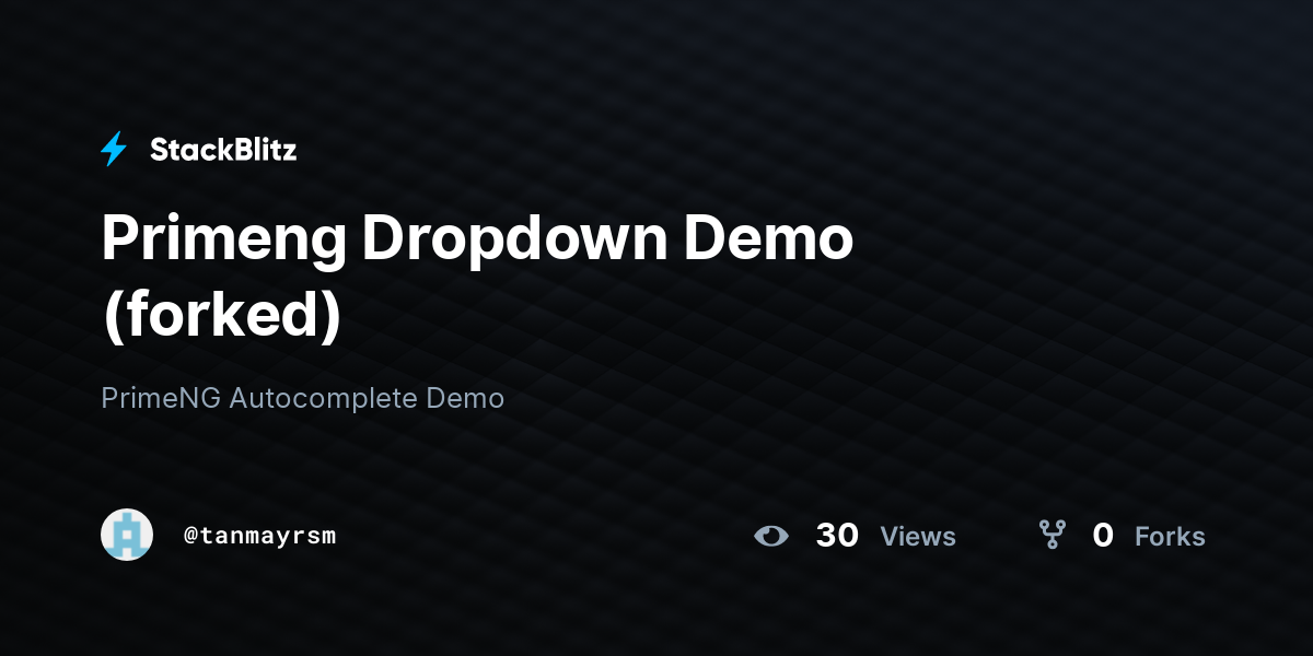 Primeng Dropdown Demo (forked) StackBlitz