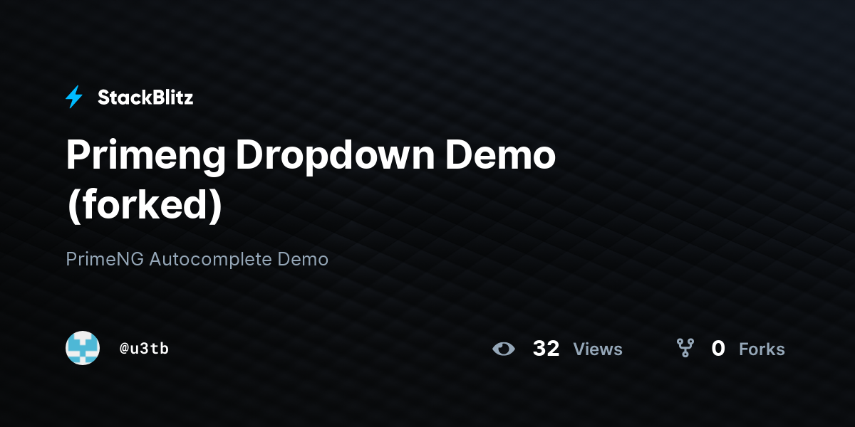 Primeng Dropdown Demo (forked) - StackBlitz