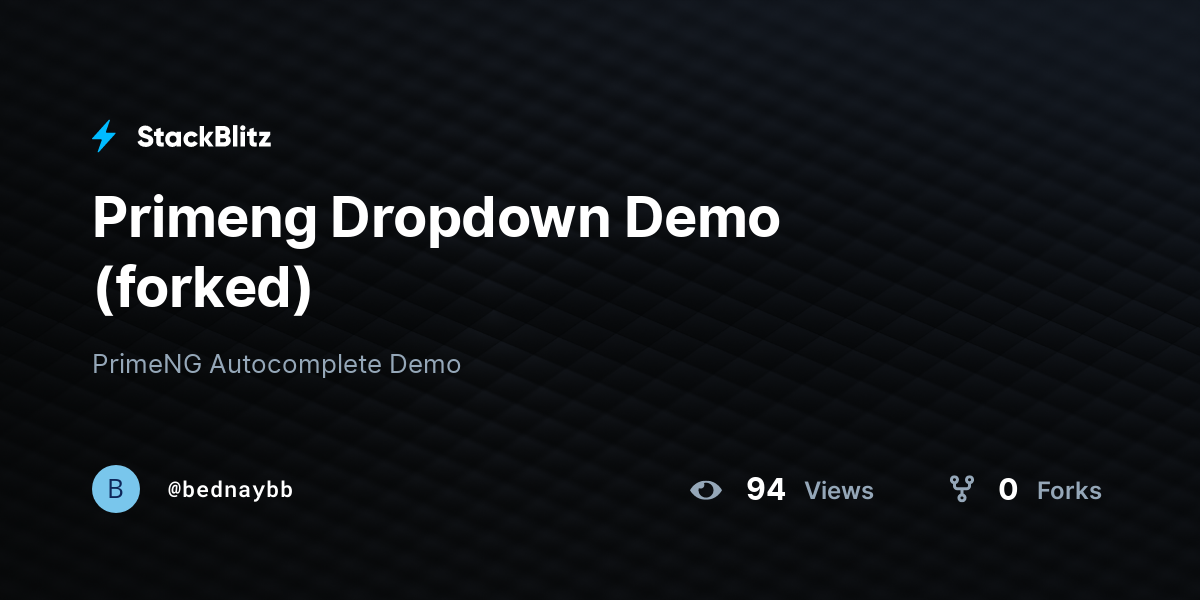 Primeng Dropdown Demo (forked) - StackBlitz