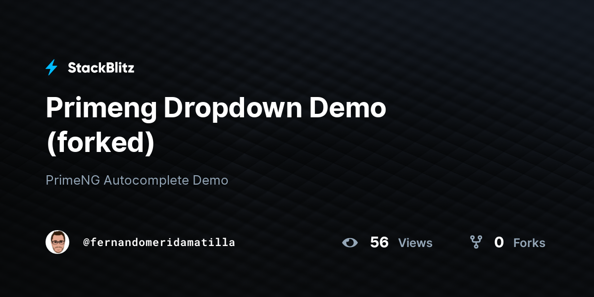 Primeng Dropdown Demo (forked) - StackBlitz