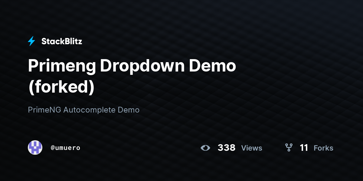 Primeng Dropdown Demo (forked) - StackBlitz