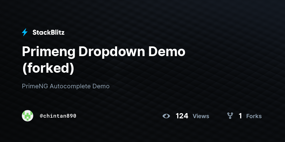 Primeng Dropdown Demo (forked) - StackBlitz