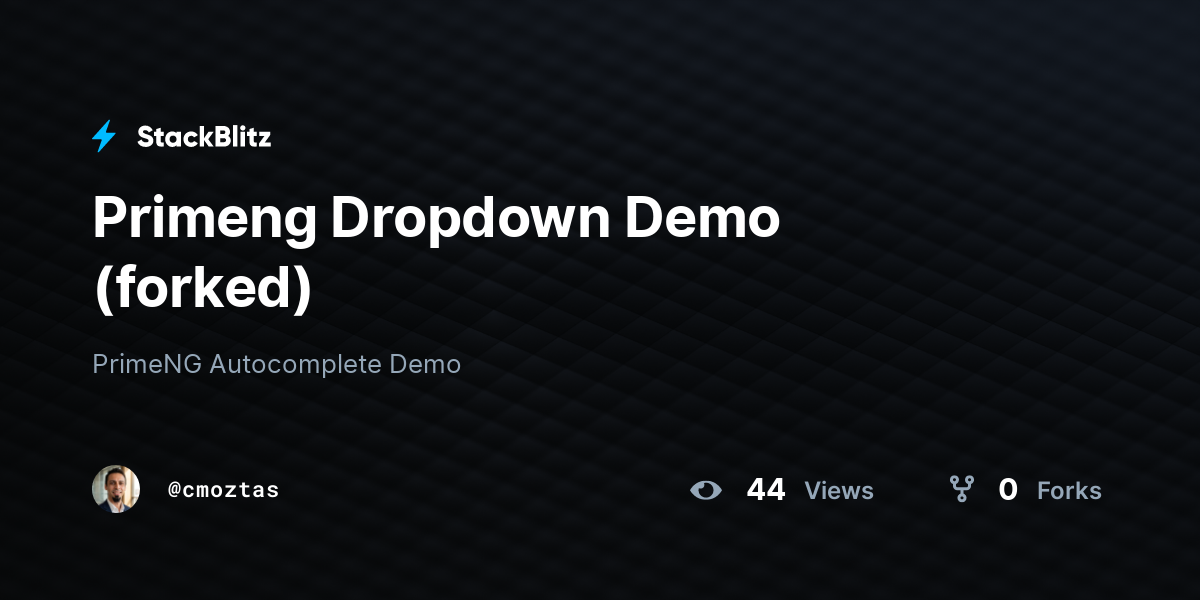 Primeng Dropdown Demo (forked) - StackBlitz