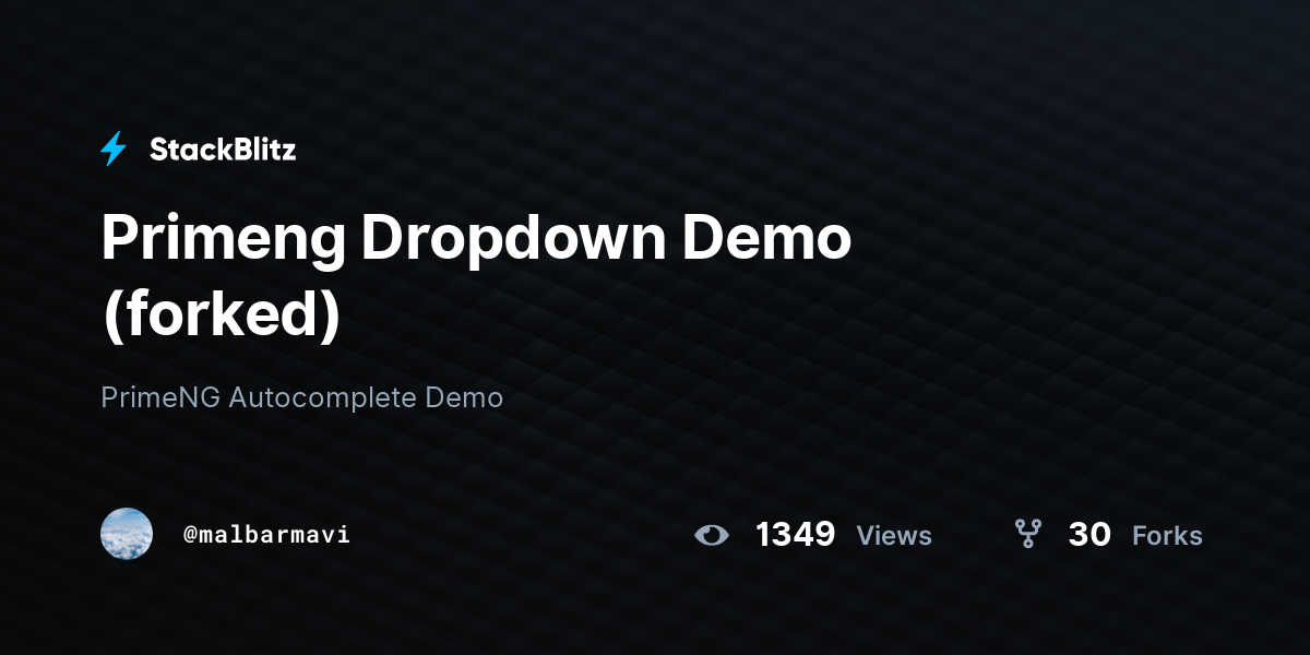 Primeng Dropdown Demo (forked) - StackBlitz