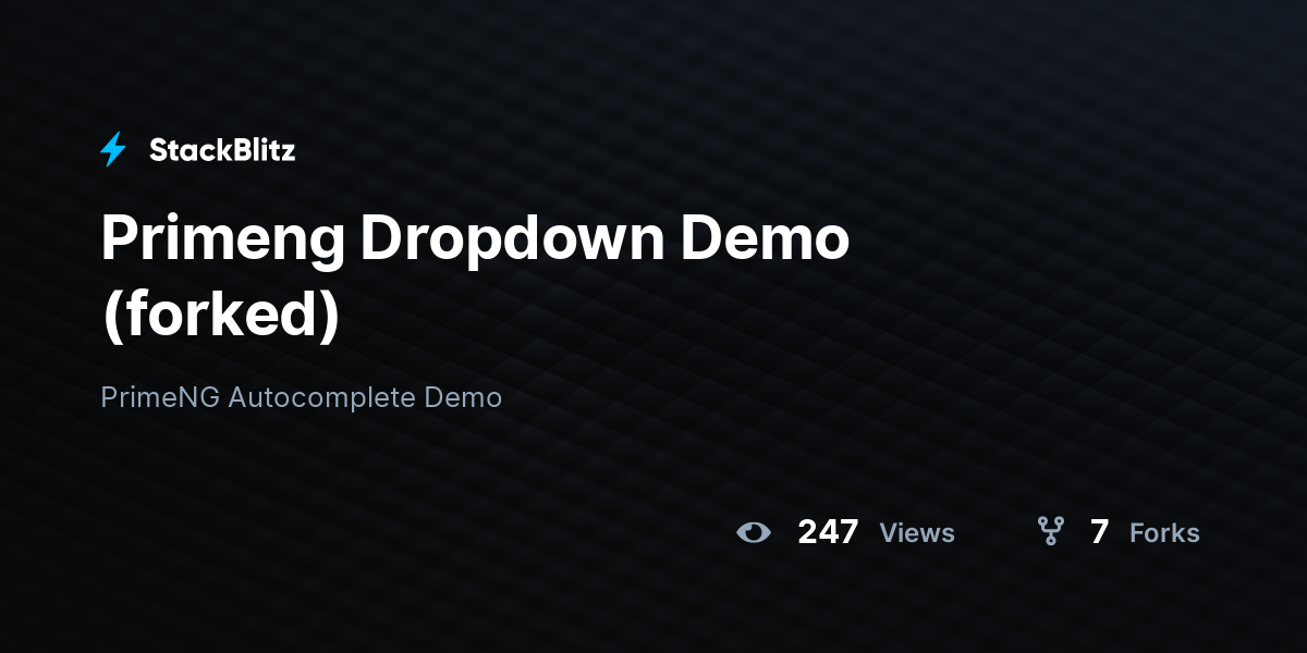 Primeng Dropdown Demo (forked) - StackBlitz