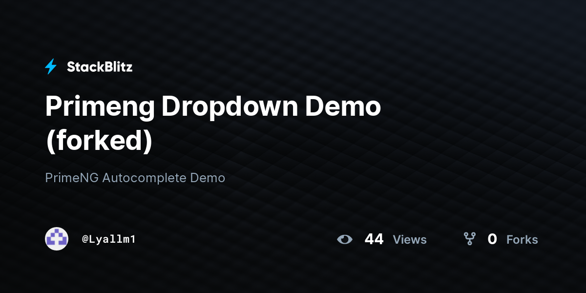 Primeng Dropdown Demo (forked) - StackBlitz
