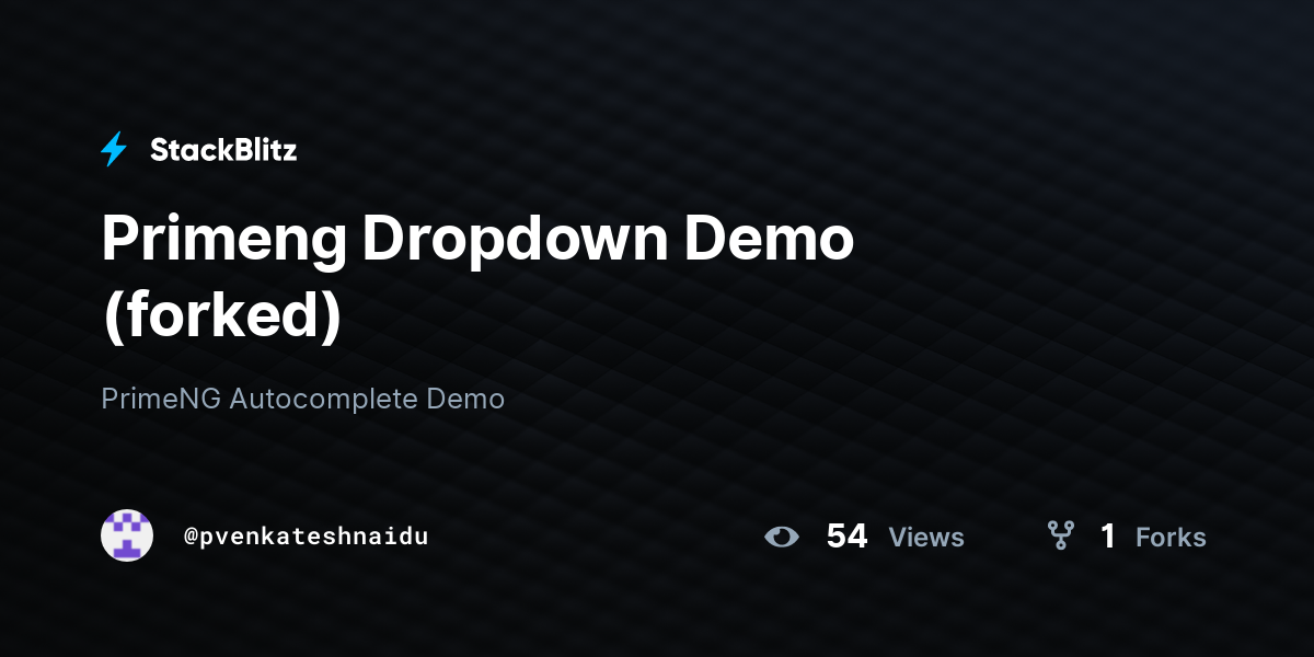 Primeng Dropdown Demo (forked) - StackBlitz
