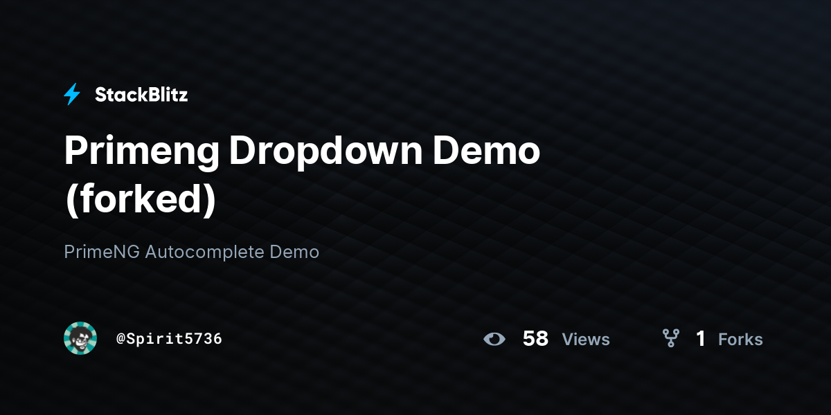 Primeng Dropdown Demo (forked) - StackBlitz