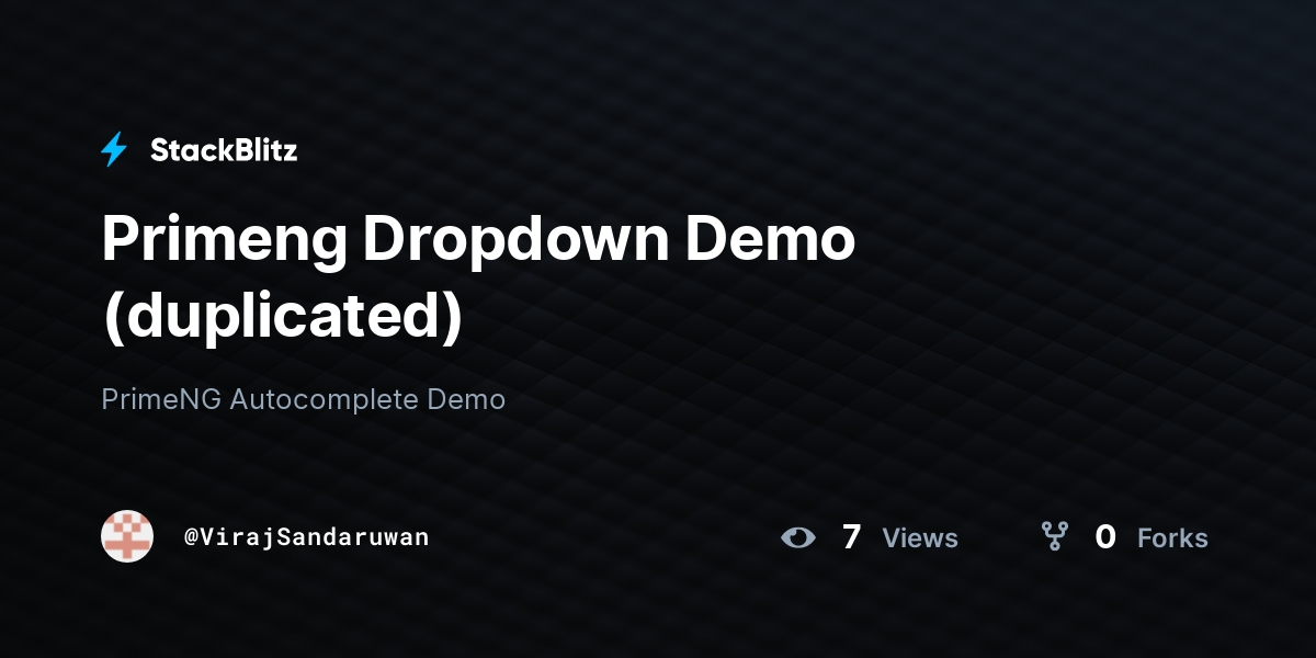 Primeng Dropdown Demo (duplicated) - StackBlitz