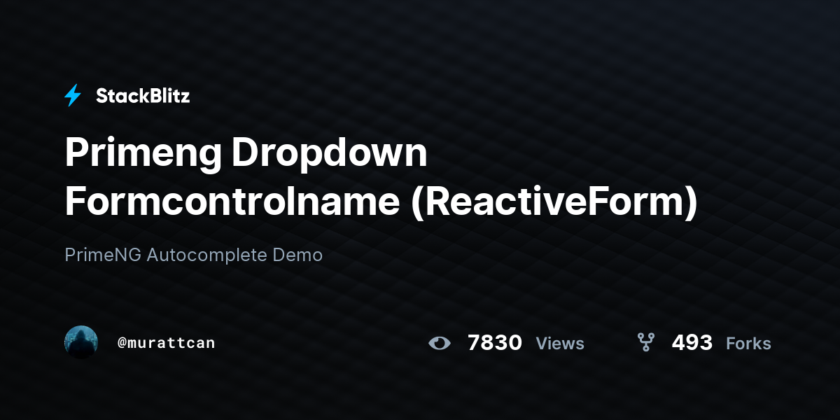 Primeng Dropdown Formcontrolname (ReactiveForm) - StackBlitz