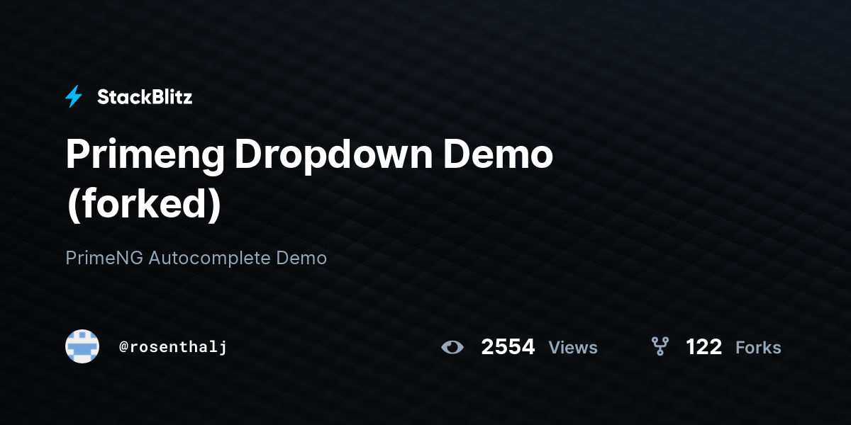 Primeng Dropdown Demo (forked) - StackBlitz