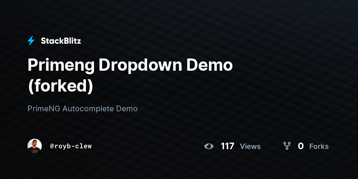 Primeng Dropdown Demo (forked) - StackBlitz