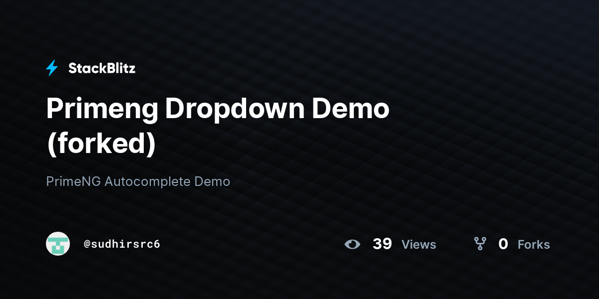 Primeng Dropdown Demo (forked) - StackBlitz