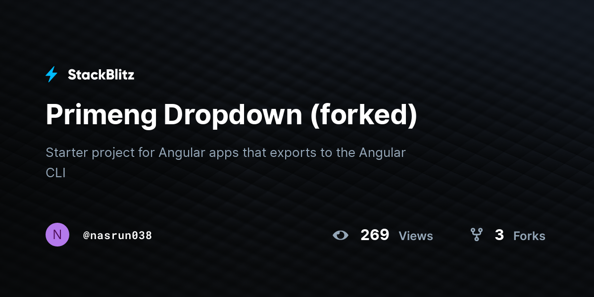 Primeng Dropdown (forked) - StackBlitz