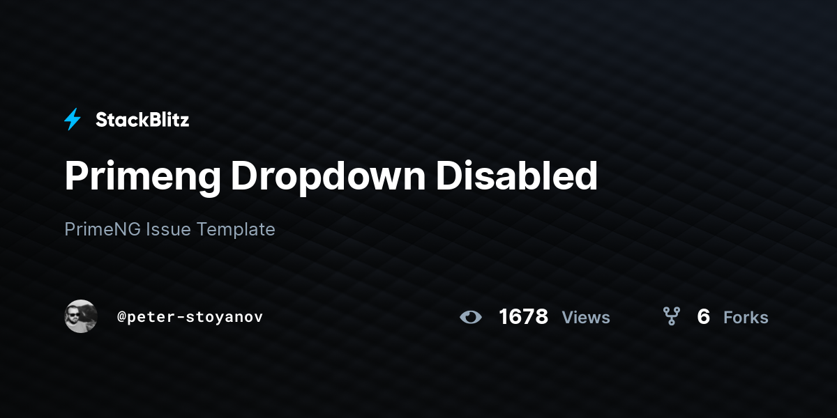 Primeng Dropdown Disabled - StackBlitz