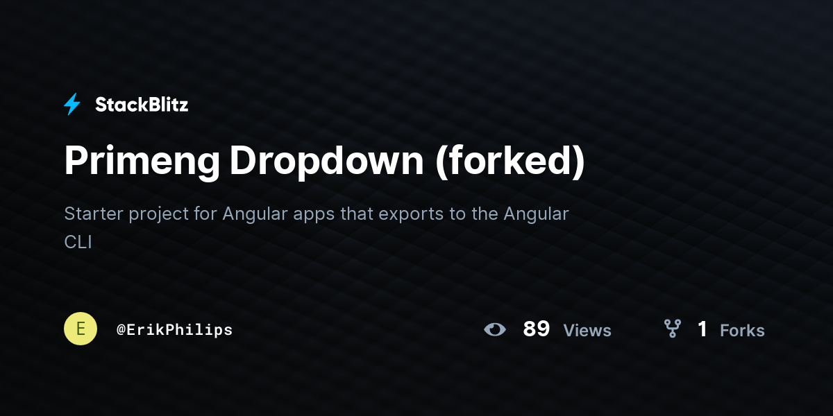 Primeng Dropdown (forked) - StackBlitz