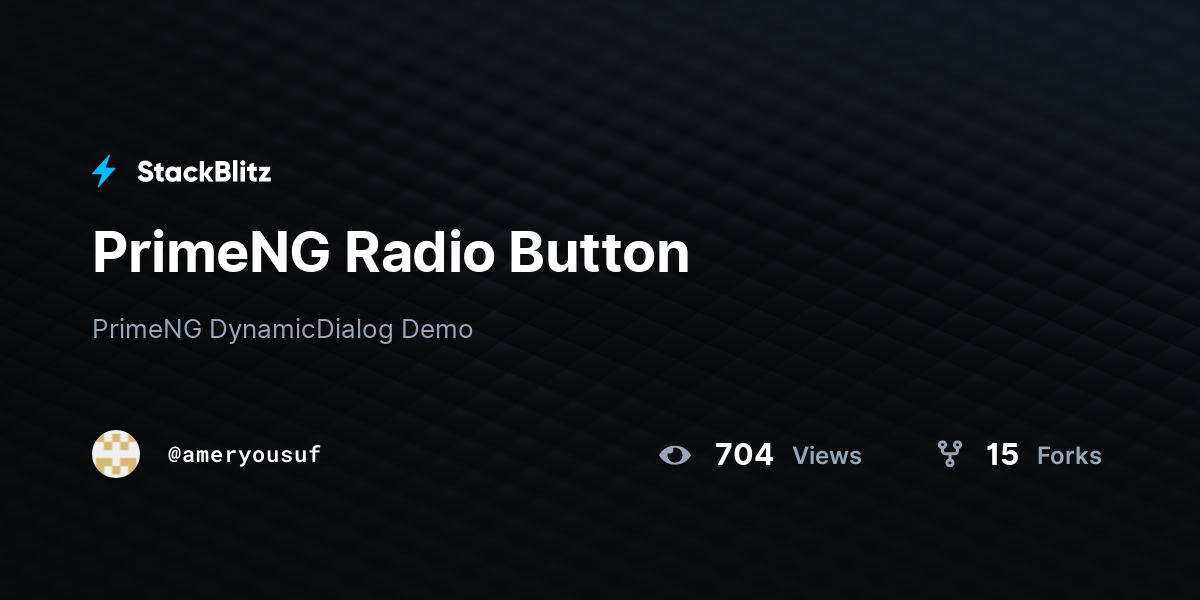 PrimeNG Radio Button - StackBlitz
