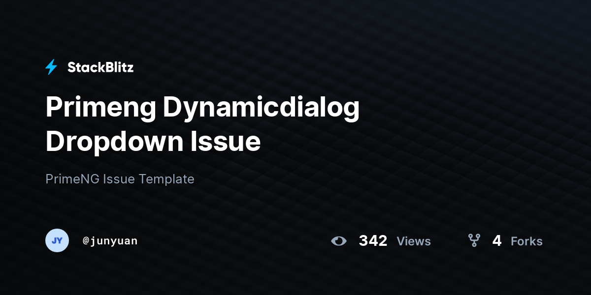 Primeng Dynamicdialog Dropdown Issue - StackBlitz