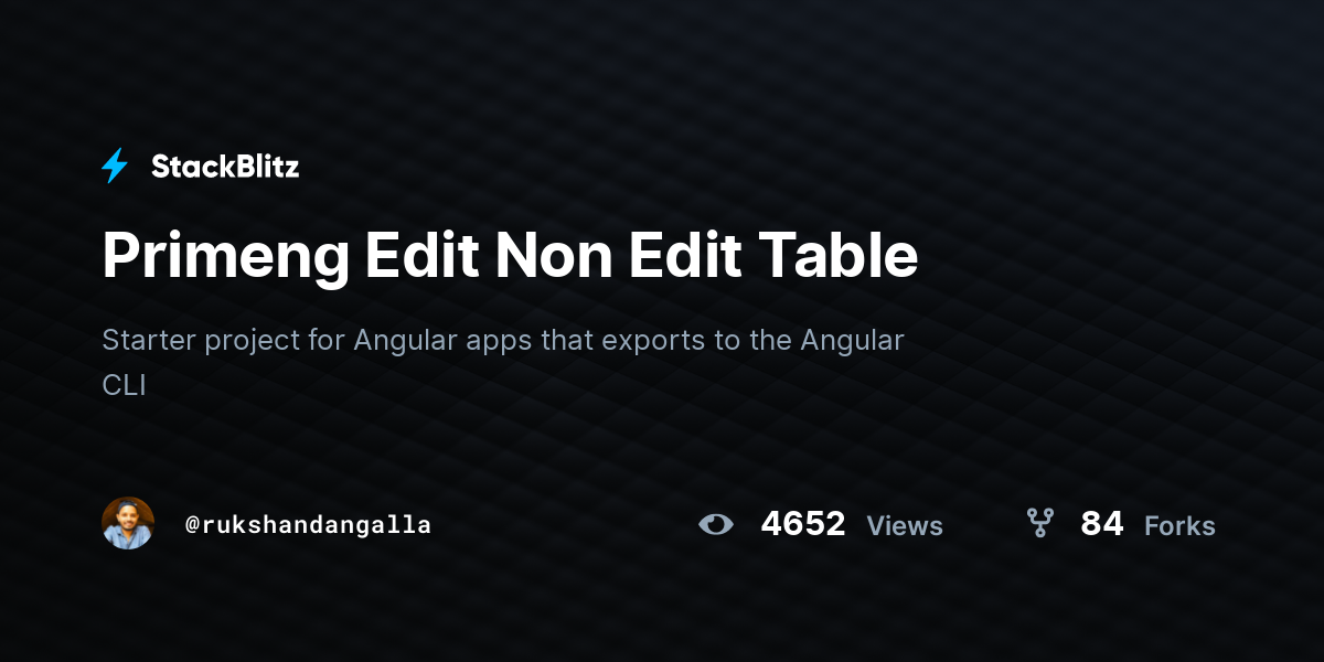 Primeng Edit Non Edit Table - StackBlitz
