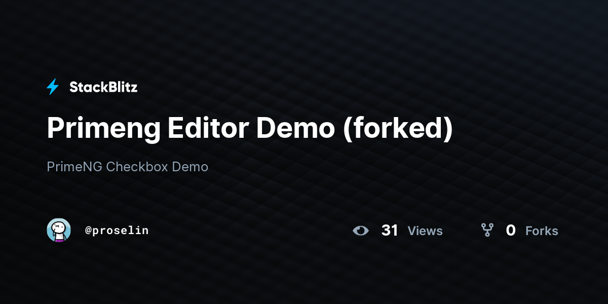 Primeng Editor Demo (forked) - StackBlitz