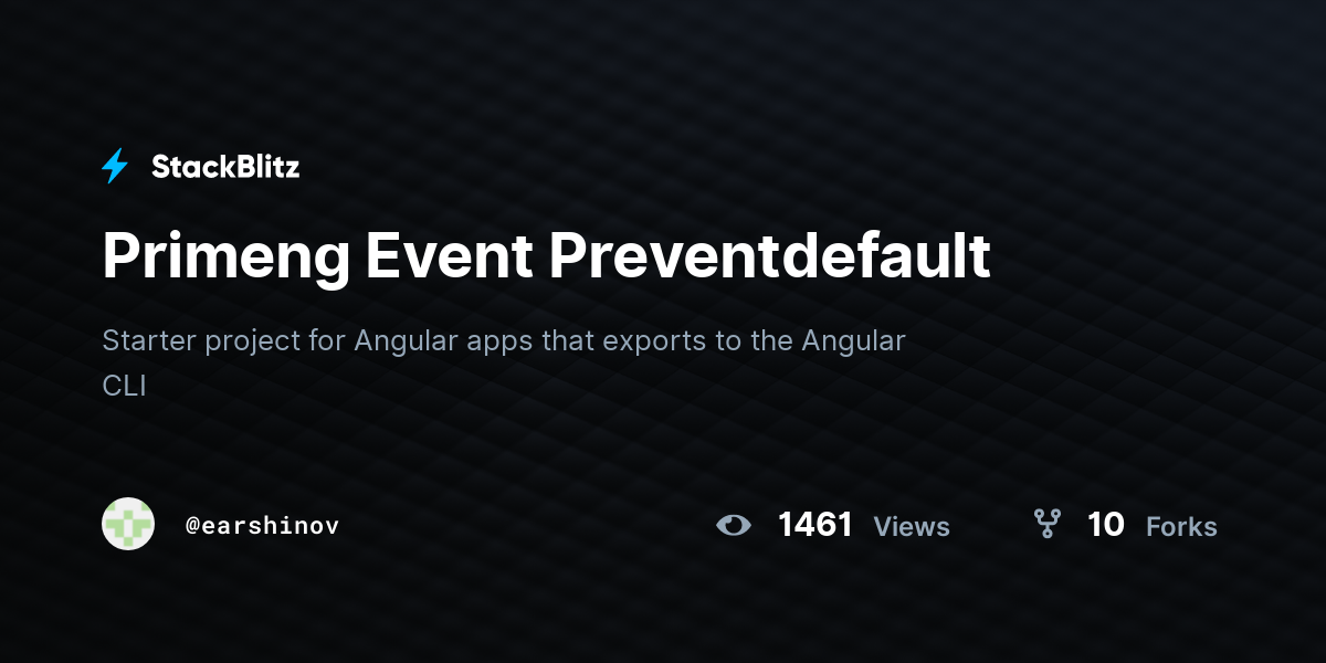 Primeng Event Preventdefault - StackBlitz