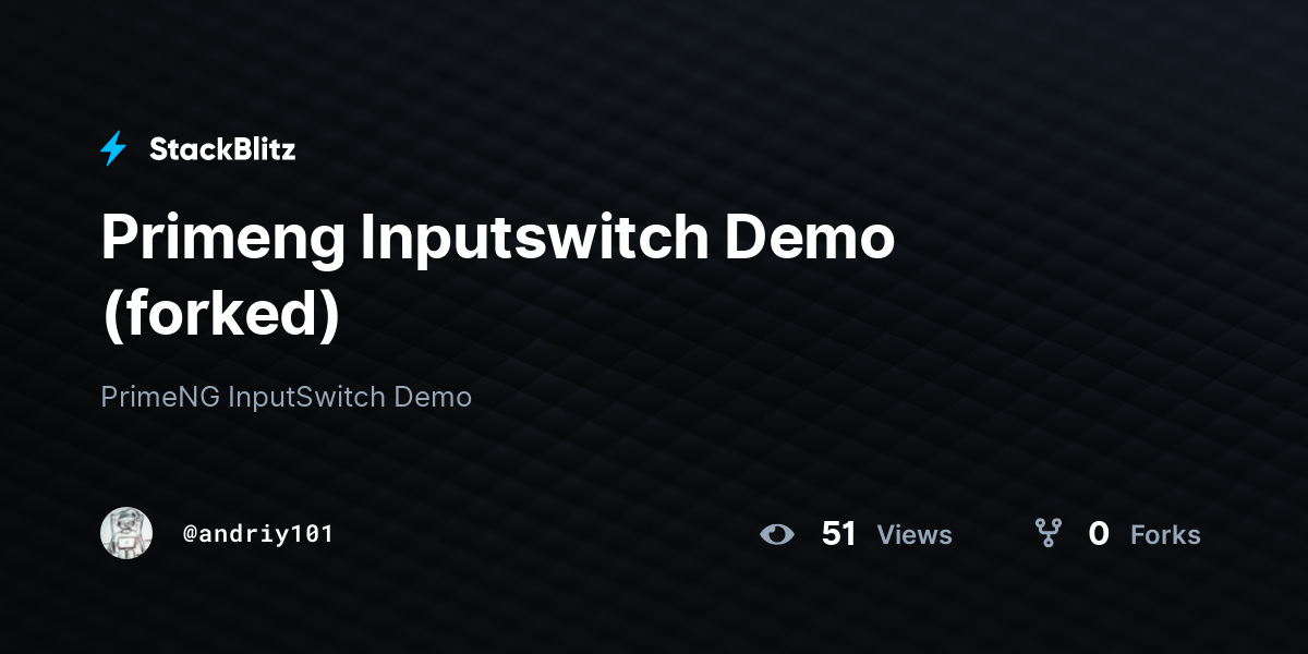 Primeng Inputswitch Demo forked StackBlitz