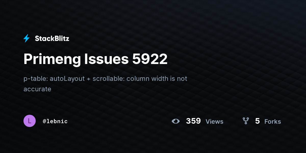 Primeng Issues 5922 - StackBlitz