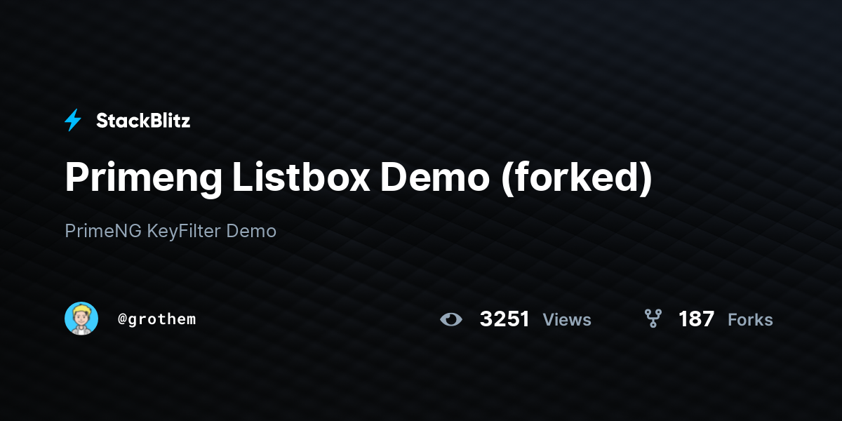 Primeng Listbox Demo (forked) - StackBlitz