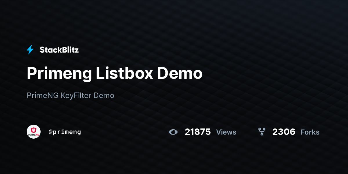 Primeng Listbox Demo StackBlitz