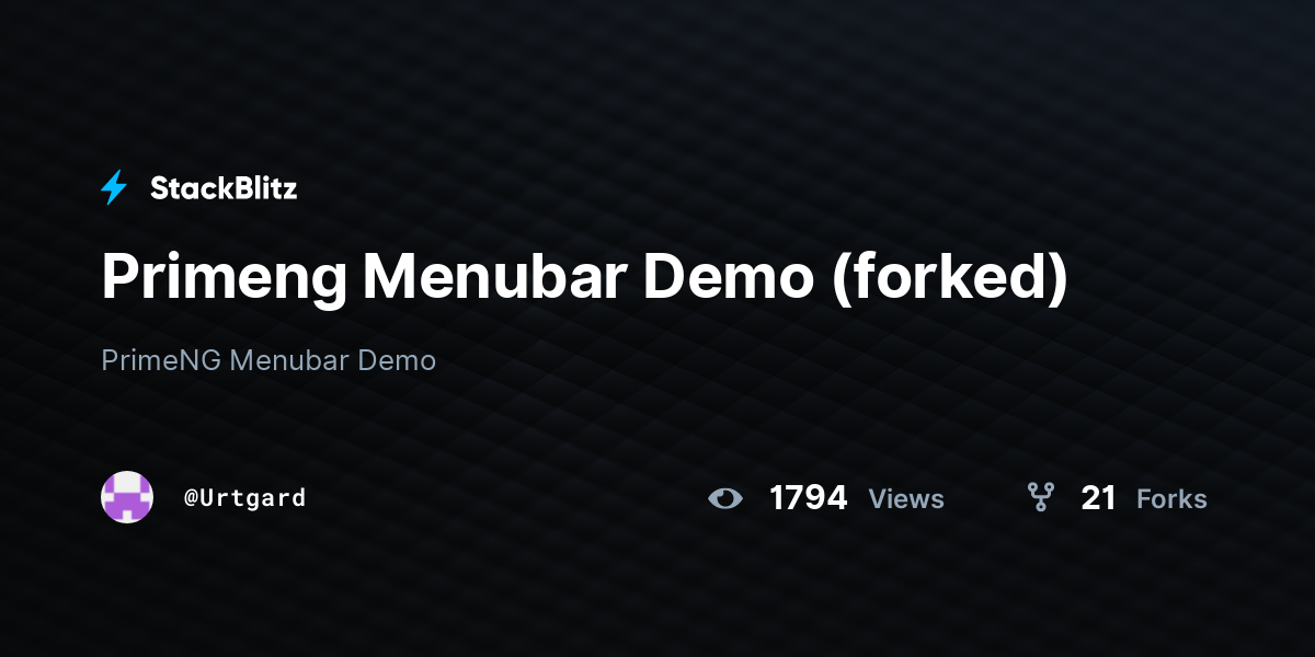 Primeng Menubar Demo (forked) - StackBlitz