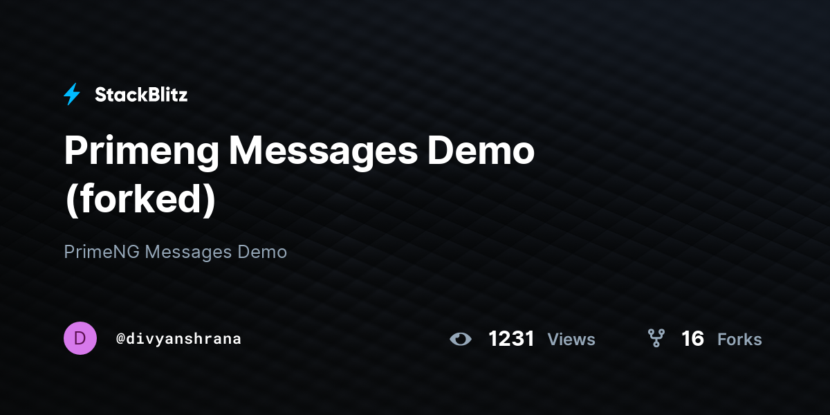Primeng Messages Demo (forked) - StackBlitz