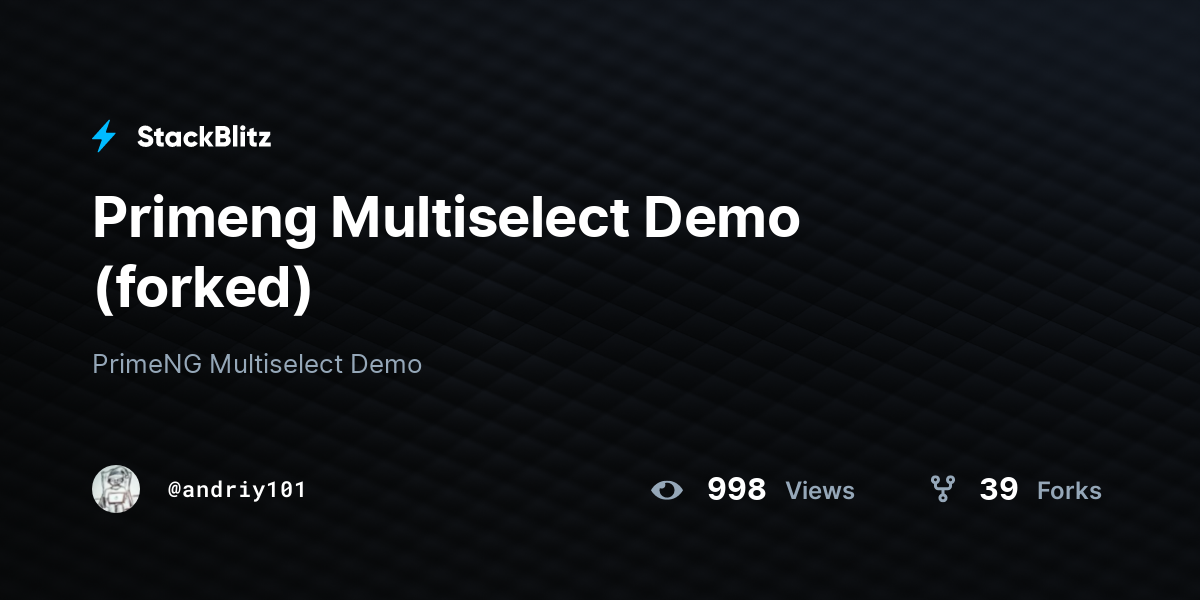 Primeng Multiselect Demo (forked) - StackBlitz