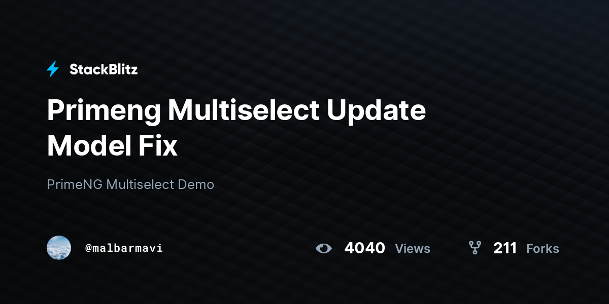 Primeng Multiselect Update Model Fix - StackBlitz