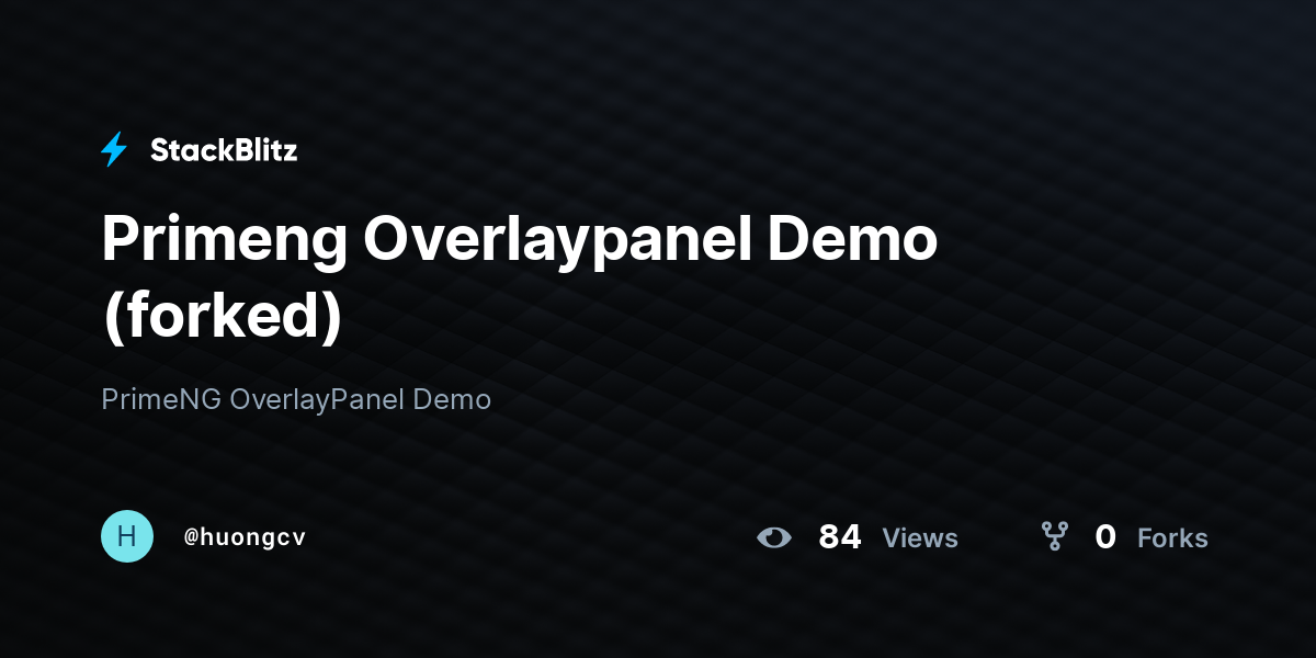 Primeng Overlaypanel Demo (forked) - StackBlitz