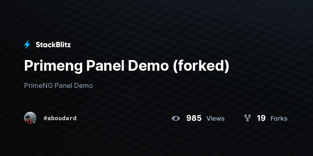 Primeng Panel Demo (forked) - StackBlitz