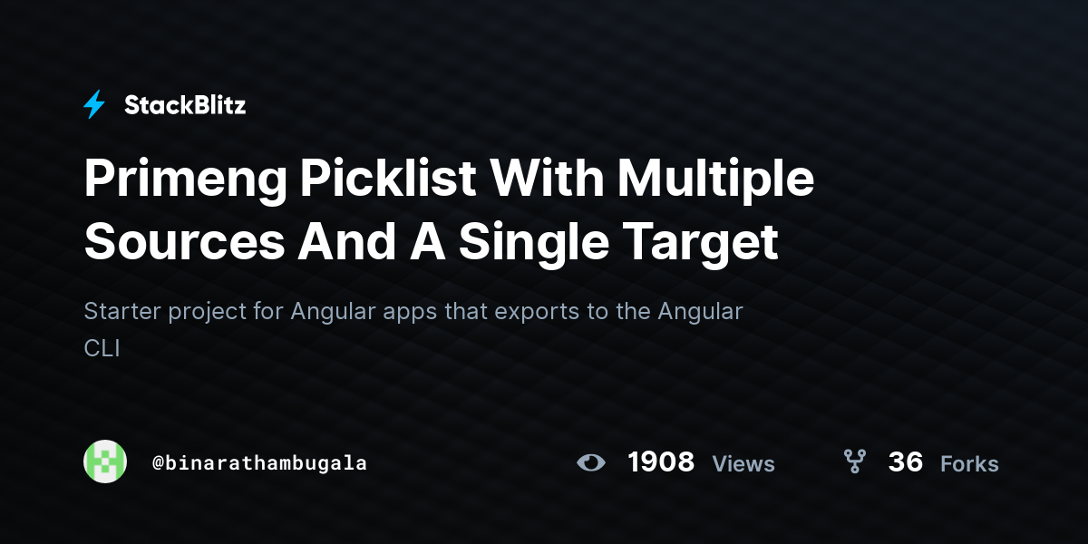 Primeng Picklist With Multiple Sources And A Single Target - StackBlitz