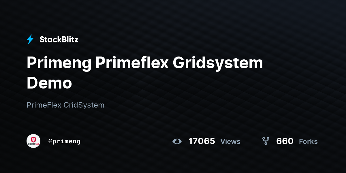 Primeng Primeflex Gridsystem Demo StackBlitz