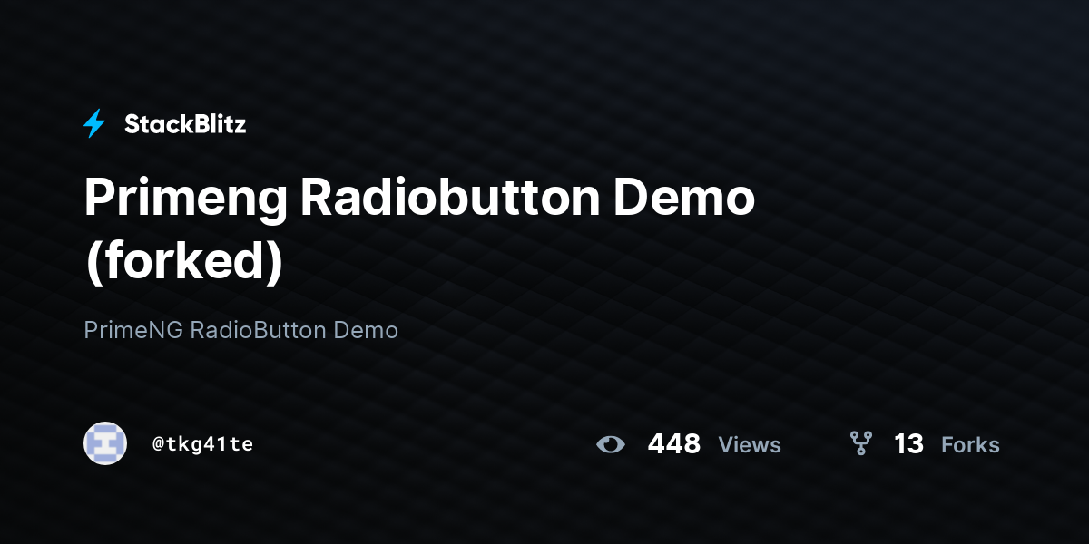 Primeng Radiobutton Demo (forked) - StackBlitz