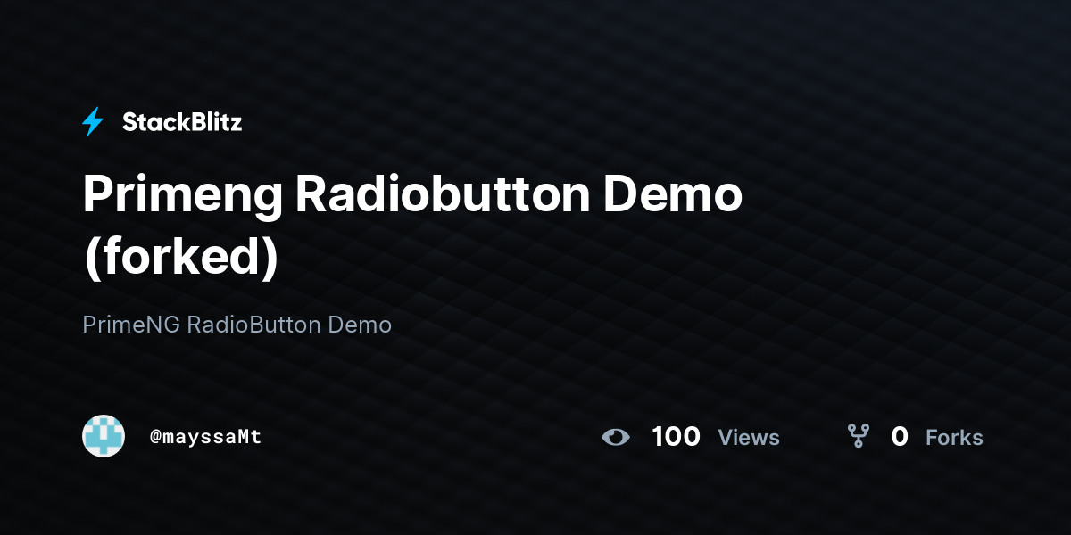 Primeng Radiobutton Demo (forked) - StackBlitz