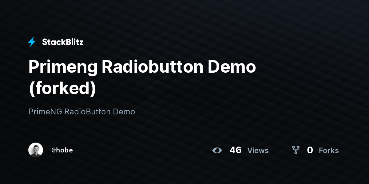 Primeng Radiobutton Demo (forked) - StackBlitz