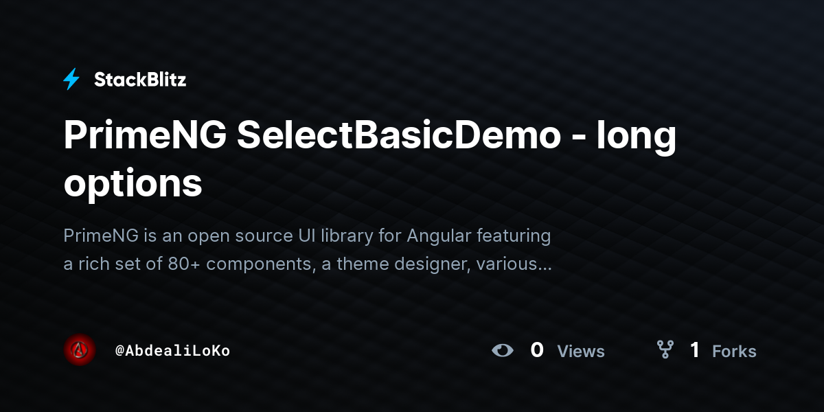 PrimeNG SelectBasicDemo - long options - StackBlitz