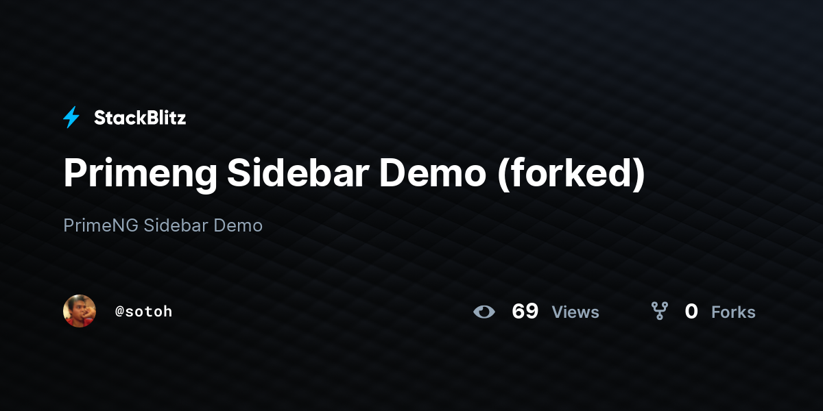 Primeng Sidebar Demo (forked) StackBlitz