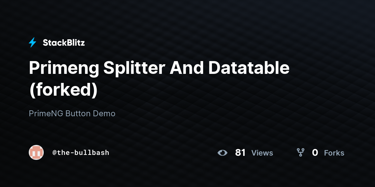 Primeng Splitter And Datatable (forked) - StackBlitz