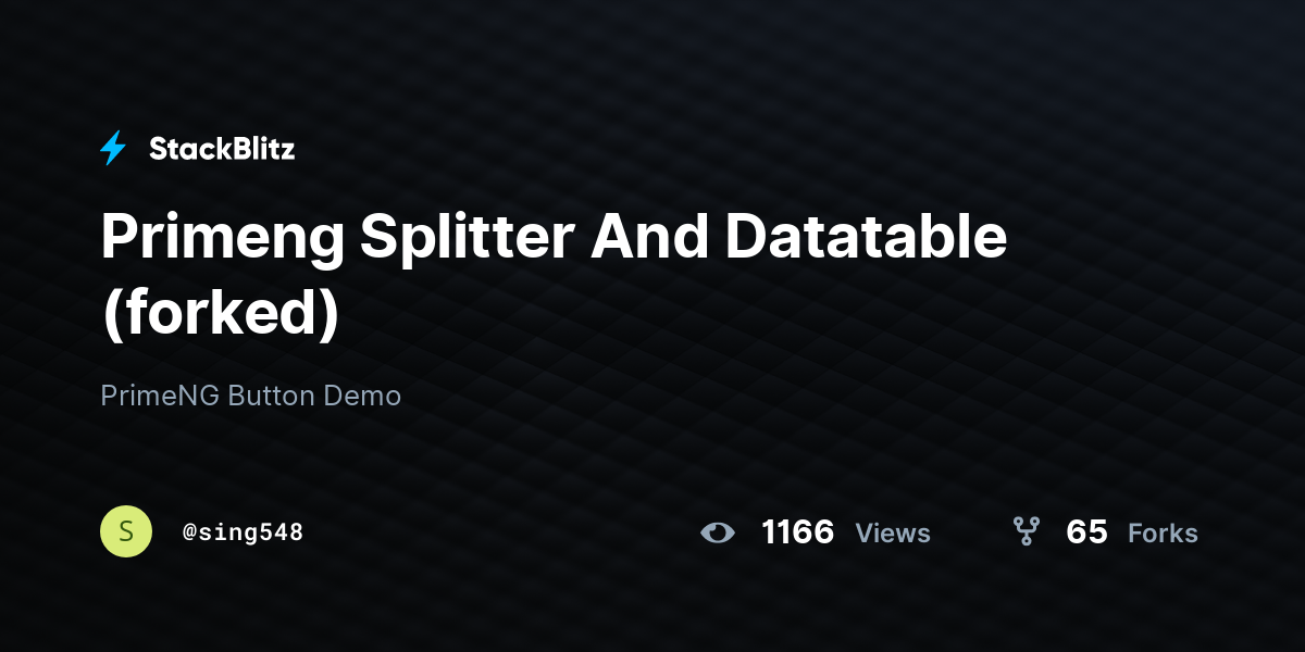 Primeng Splitter And Datatable (forked) - StackBlitz