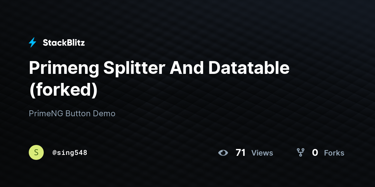 Primeng Splitter And Datatable (forked) - StackBlitz
