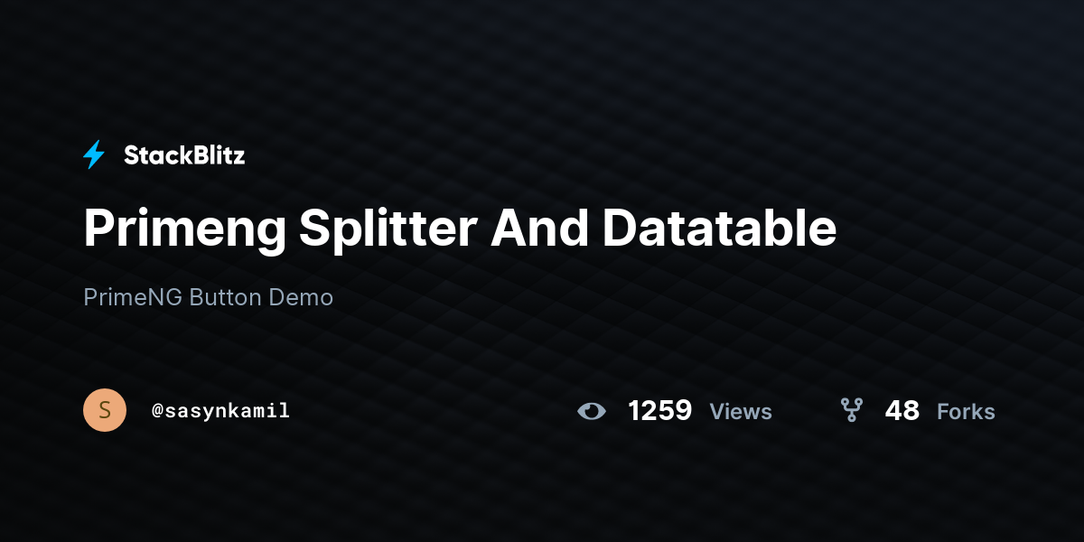 Primeng Splitter And Datatable - StackBlitz