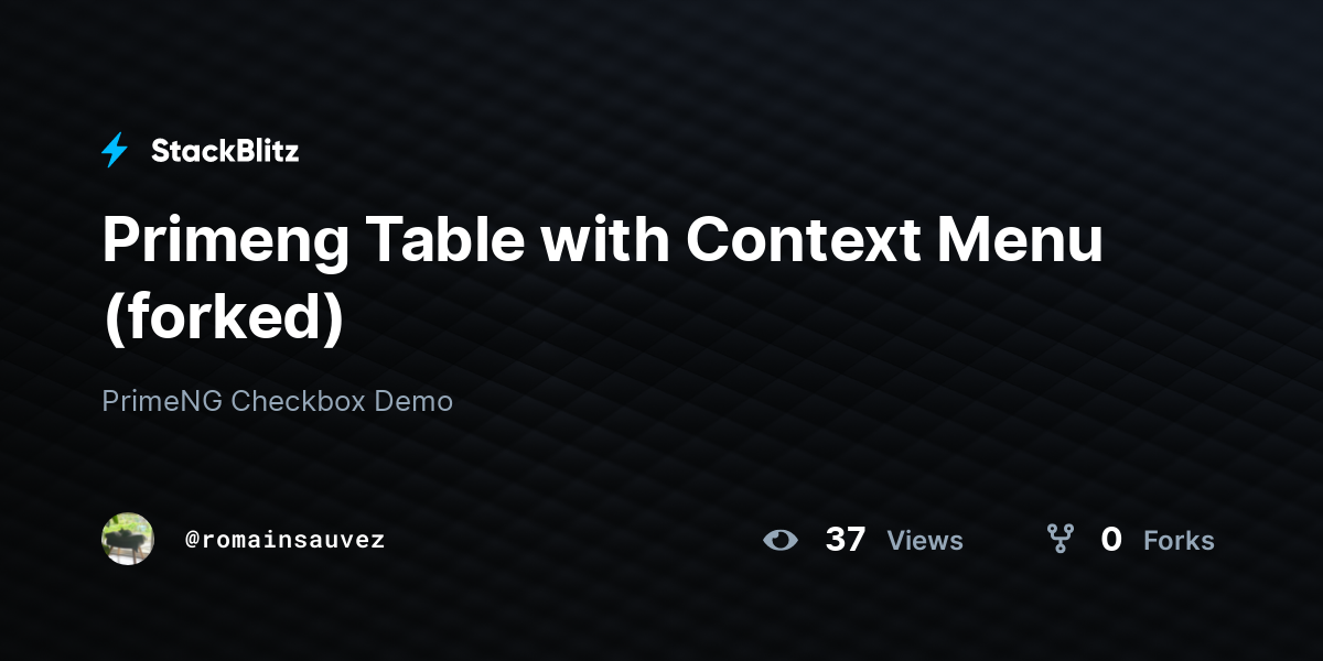 Primeng Table with Context Menu (forked) - StackBlitz