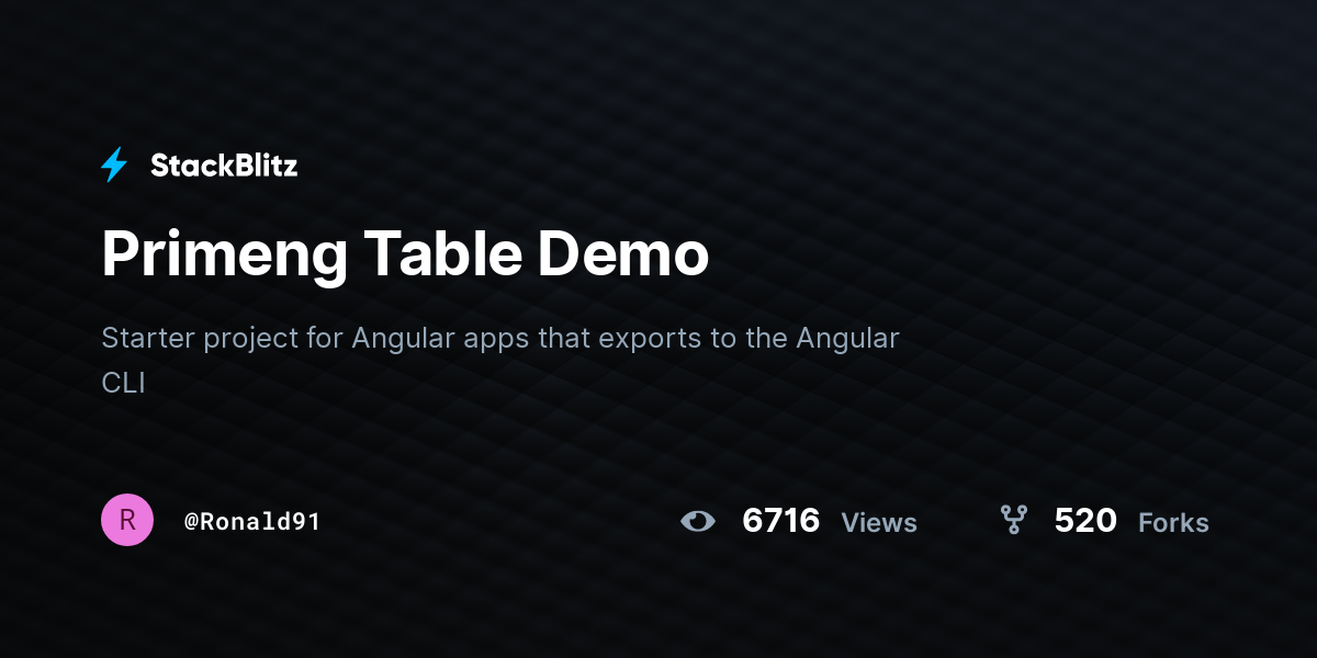 Primeng Table Demo - StackBlitz