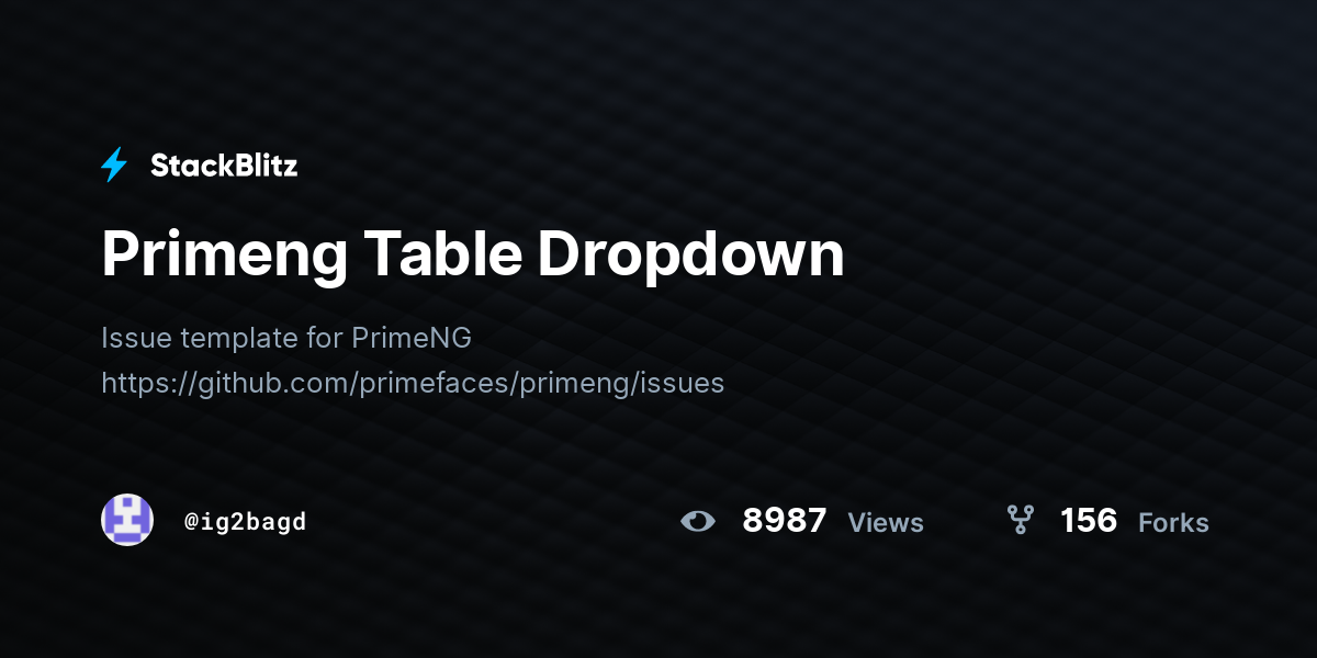 Primeng Table Dropdown - StackBlitz